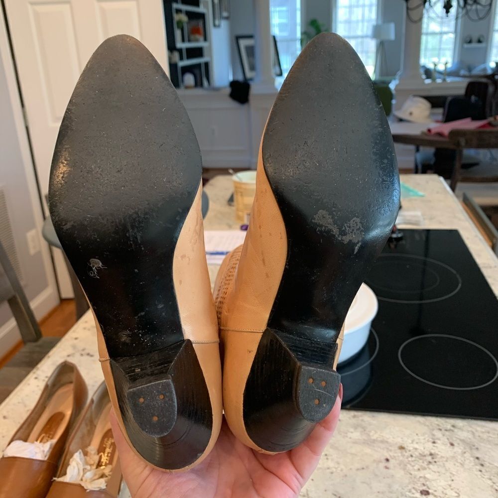 Vintage Tan Cut Out Leather Boots sz 6.5 - Picture 5 of 5